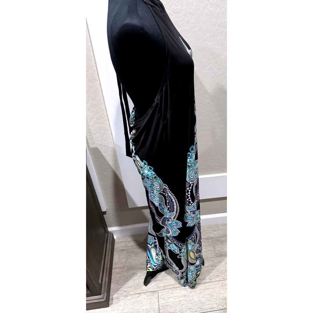Always Indigo Womens XL Black Paisley Halter Neck Open Back Maxi Dress NWT - Picture 2 of 11